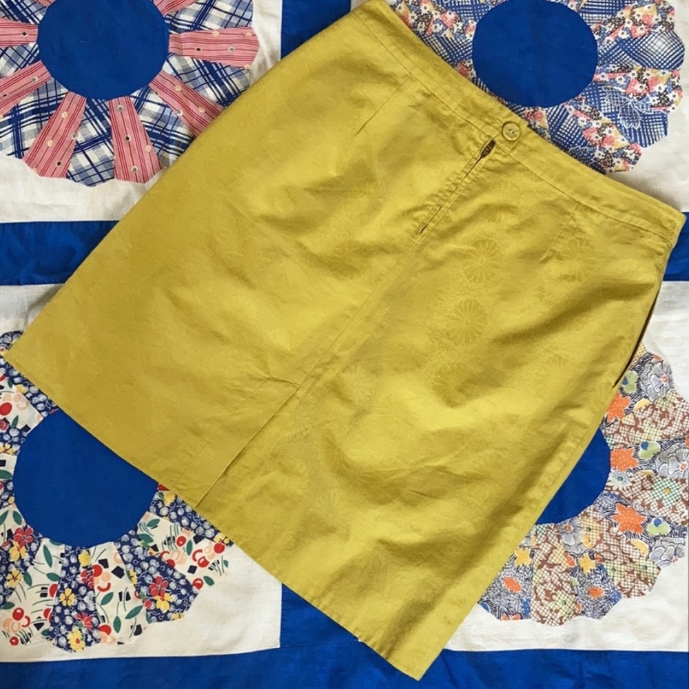Anthropologie Tulip Floral Mustard Skirt 12 - Picture 6 of 11